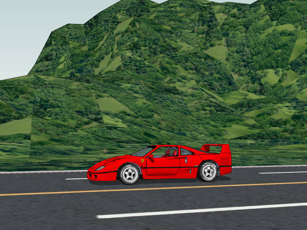 Red Ferrari On Mountain Road sketchup model preview - SketchupBox