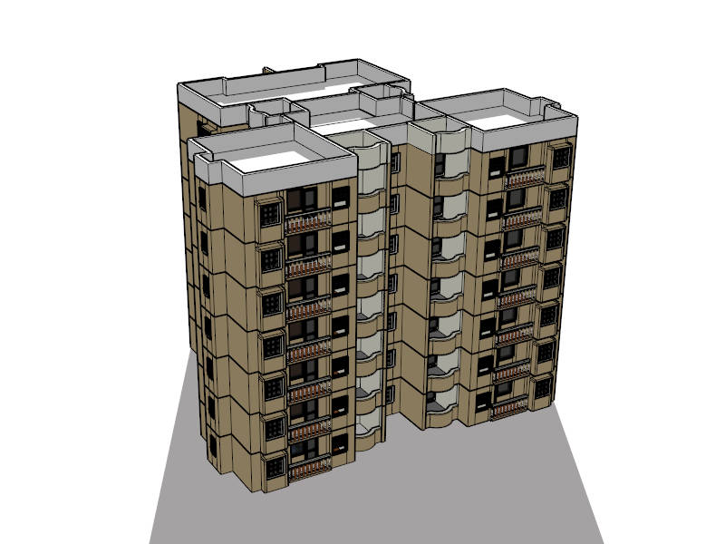 Residential Condominium Buildings sketchup model preview - SketchupBox