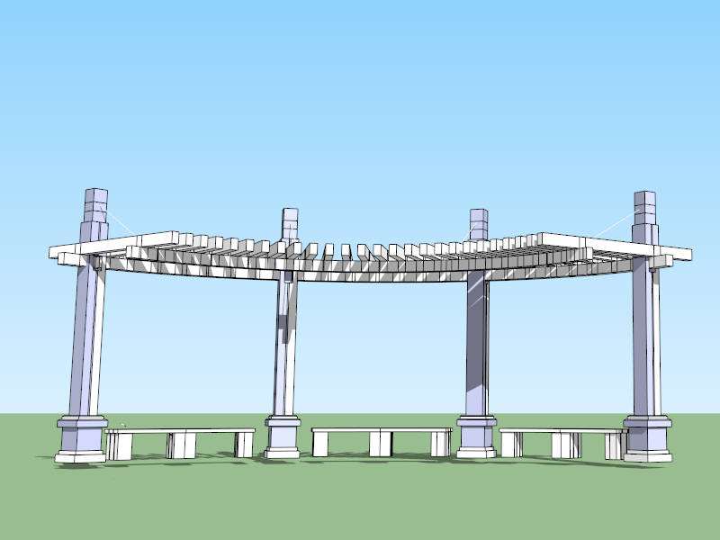 Curved Pergola Design Plan sketchup model preview - SketchupBox