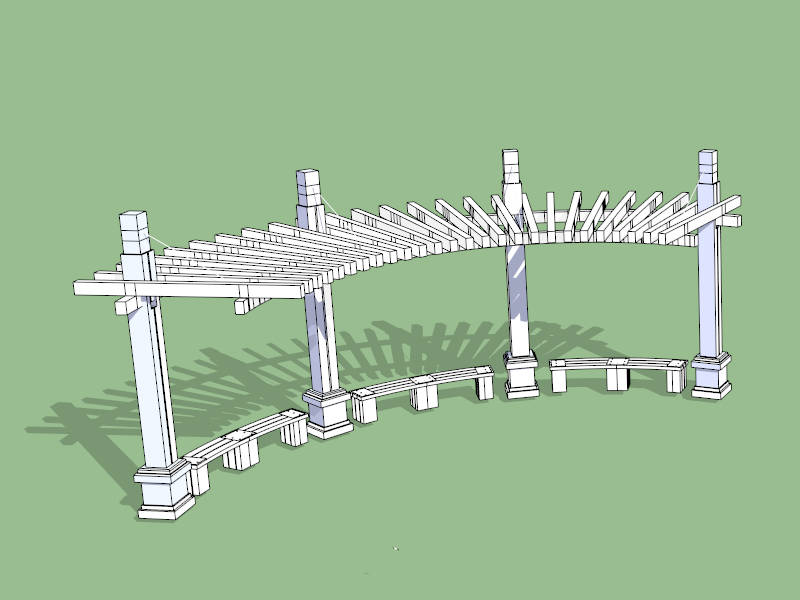 Curved Pergola Design Plan sketchup model preview - SketchupBox