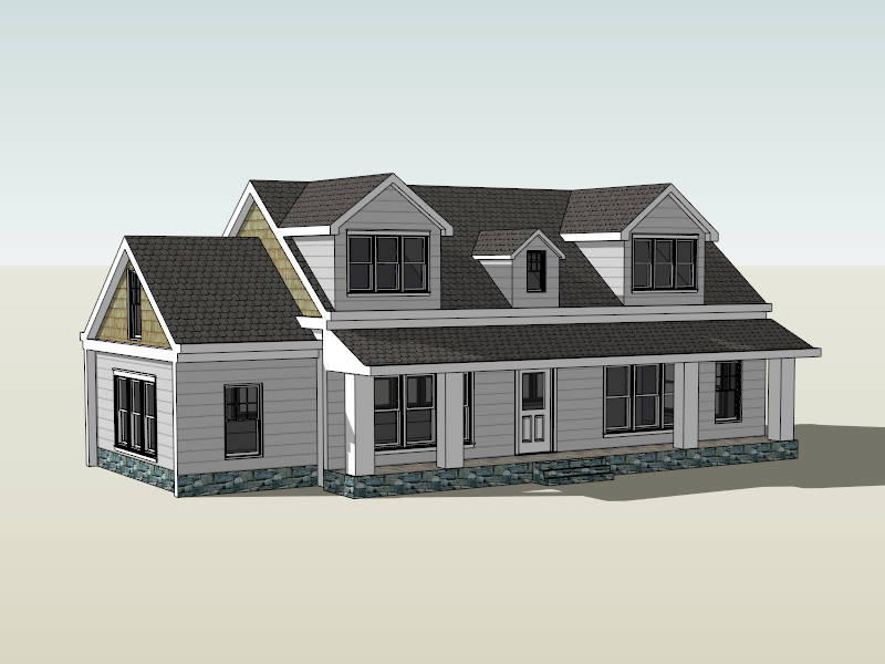 Modern Farmhouse Exterior Design sketchup model preview - SketchupBox