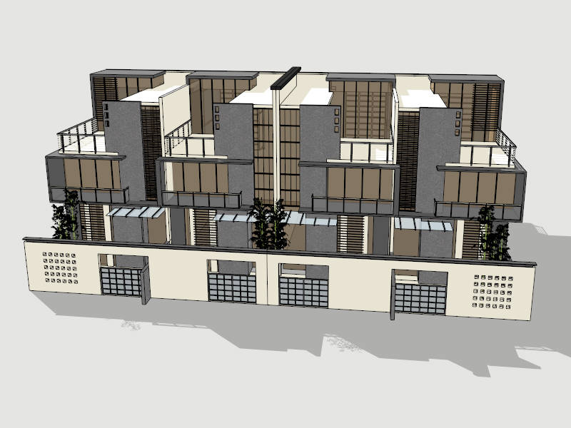 Modern Townhouse Exterior sketchup model preview - SketchupBox