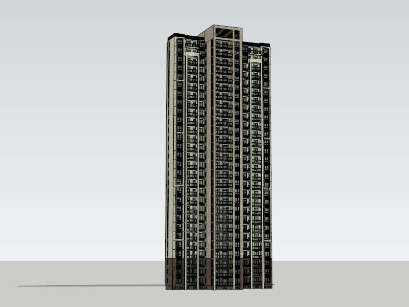 High-rise Residential Tower sketchup model preview - SketchupBox