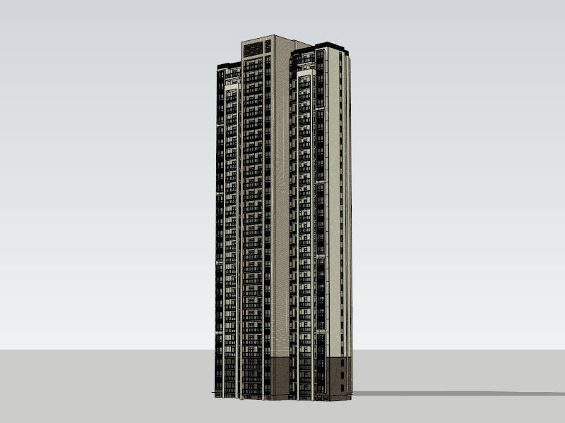 High-rise Residential Tower sketchup model preview - SketchupBox