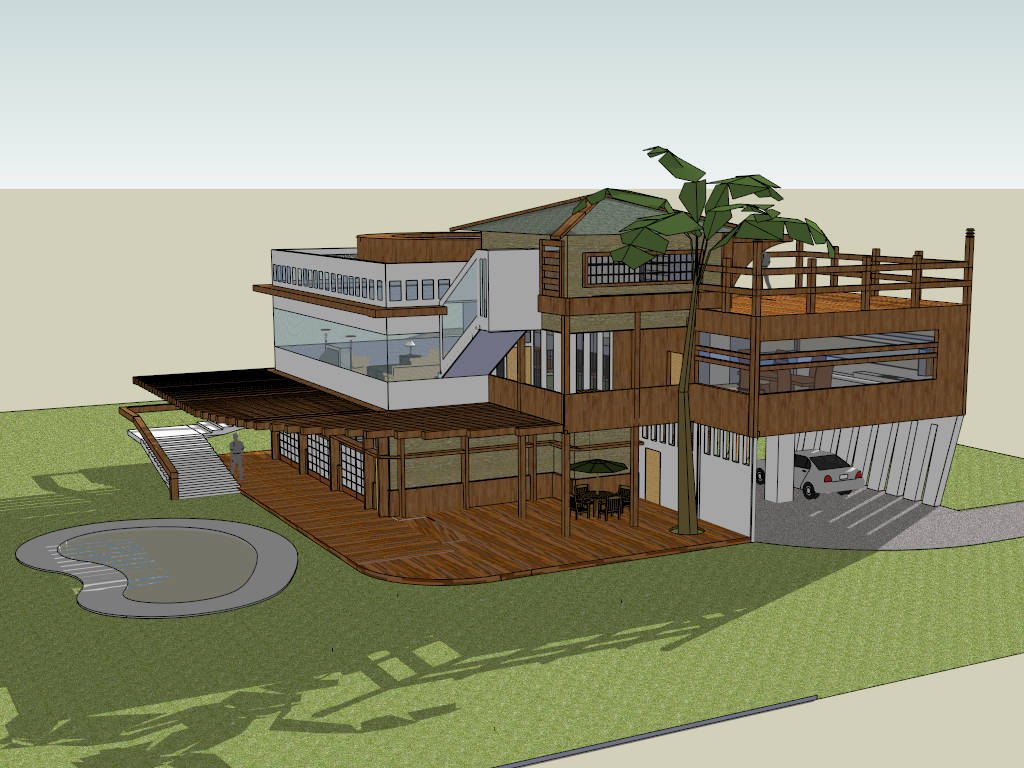 Small Tropical Villa sketchup model preview - SketchupBox