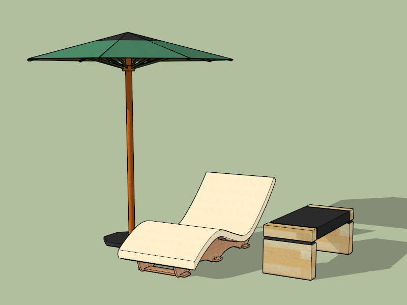 Pool Deck Chair with Umbrella sketchup model preview - SketchupBox