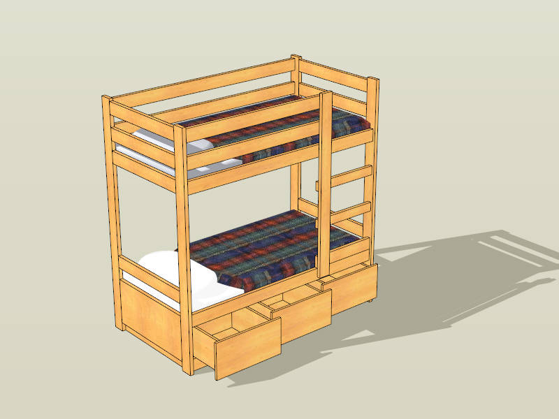 Bunk Bed With Drawers sketchup model preview - SketchupBox