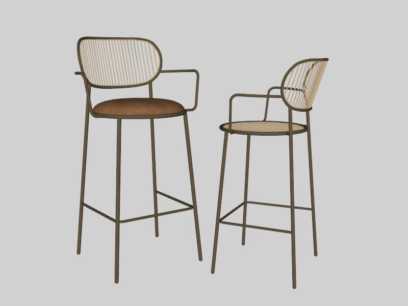 Metal Bar Stools with Backs sketchup model preview - SketchupBox