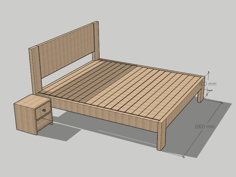 Double Bed Frame Design sketchup model preview - SketchupBox