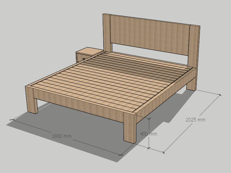 Double Bed Frame Design sketchup model preview - SketchupBox