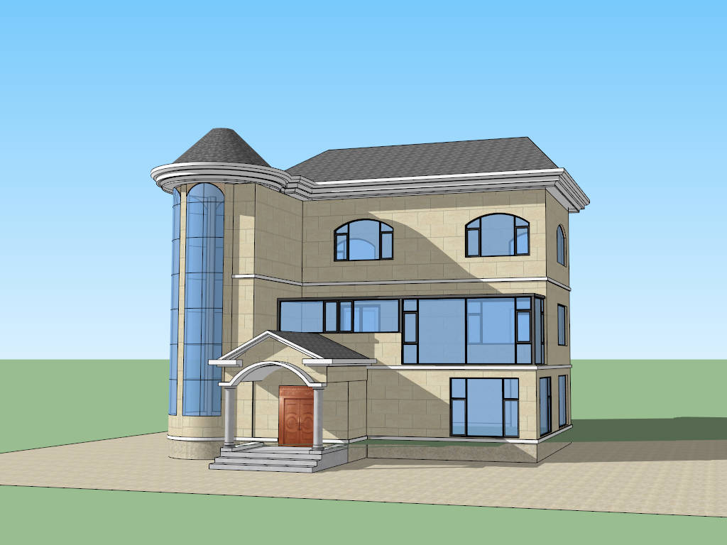 Modern Home Exterior sketchup model preview - SketchupBox