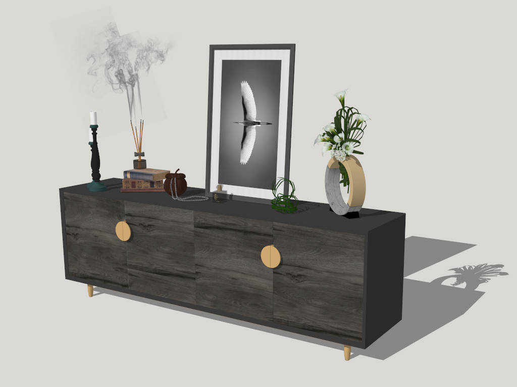 Modern Chinese TV Stand sketchup model preview - SketchupBox