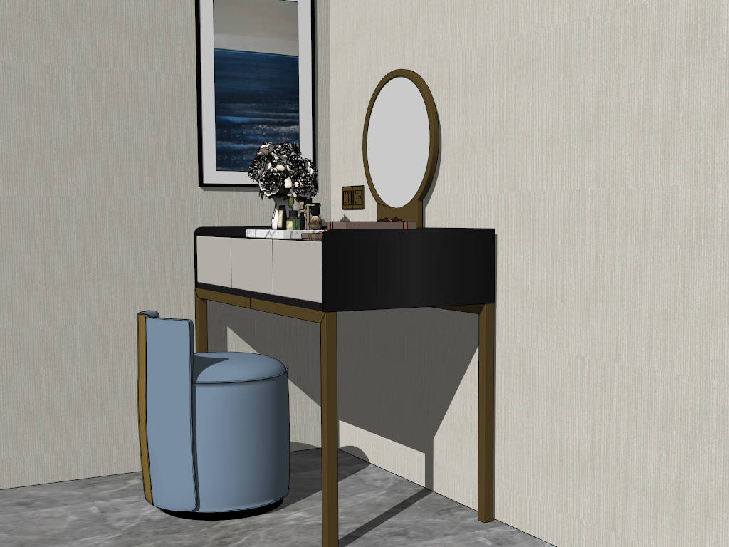 Elegant Dressing Table with Mirror sketchup model preview - SketchupBox