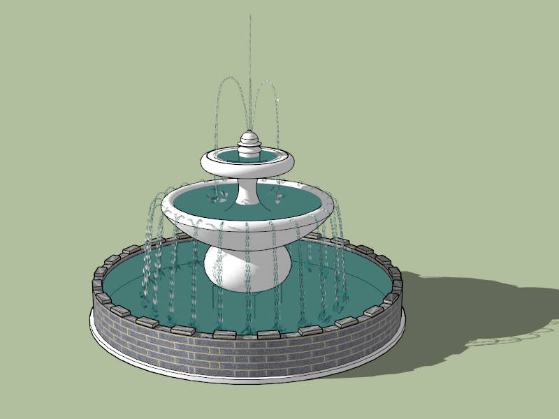 2 Tier Outdoor Water Fountain sketchup model preview - SketchupBox