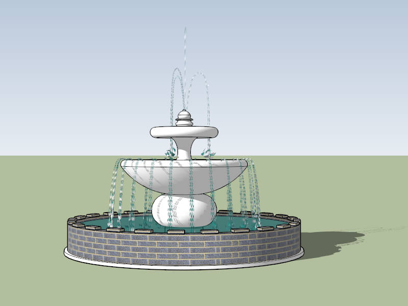 2 Tier Outdoor Water Fountain sketchup model preview - SketchupBox