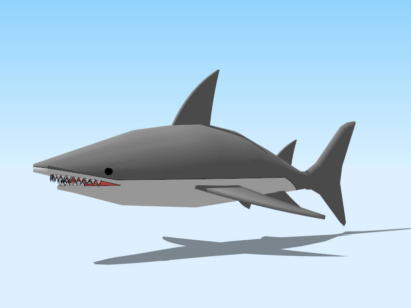 Scary Great White Shark sketchup model preview - SketchupBox