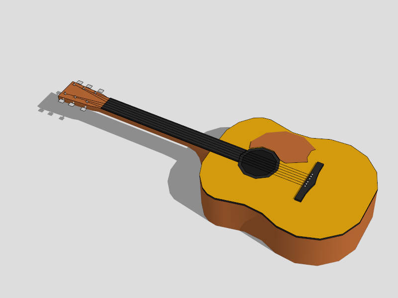 Orange Acoustic Guitar sketchup model preview - SketchupBox