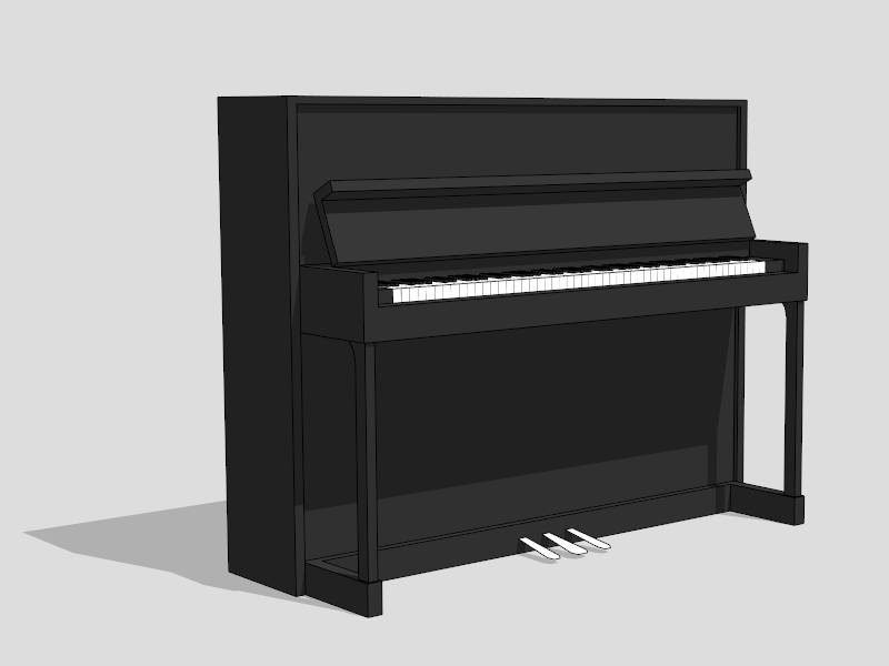 Black Upright Piano sketchup model preview - SketchupBox