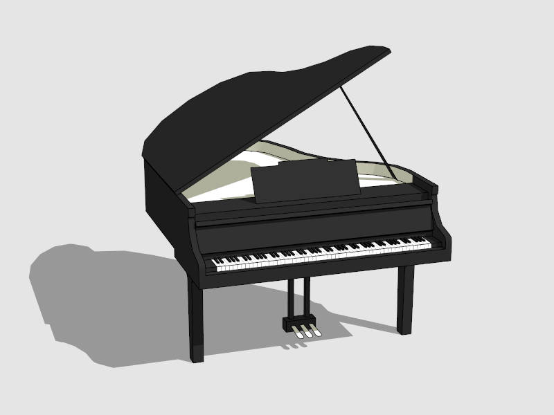 Black Grand Piano sketchup model preview - SketchupBox