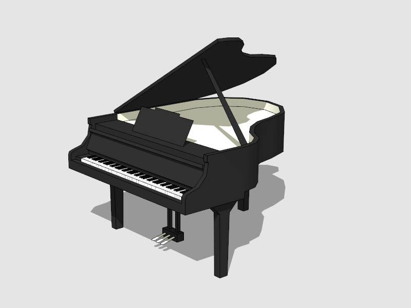 Black Grand Piano sketchup model preview - SketchupBox