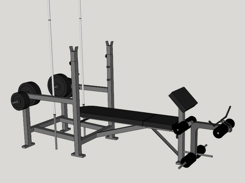 Weight Bench with Barbell Rack sketchup model preview - SketchupBox