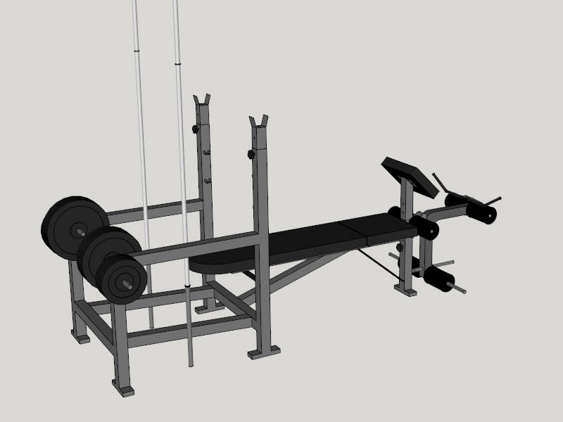 Weight Bench with Barbell Rack sketchup model preview - SketchupBox