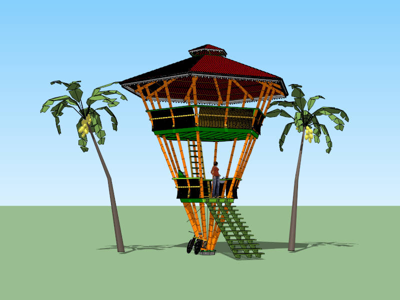Tropical Bamboo Pavilion sketchup model preview - SketchupBox