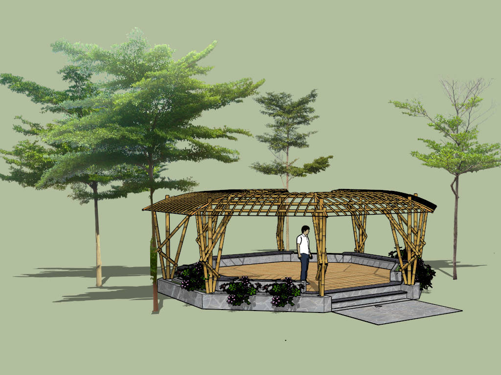 Bamboo Pavilion Design sketchup model preview - SketchupBox