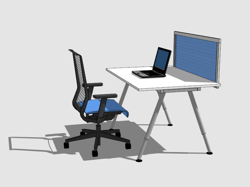 Small Office Computer Desk sketchup model preview - SketchupBox