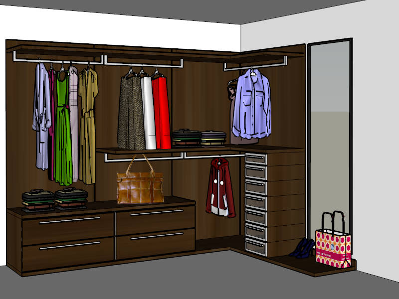 L-shaped Closet Design sketchup model preview - SketchupBox