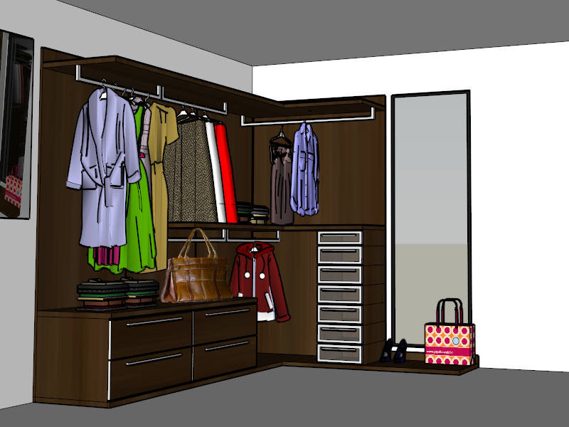 L-shaped Closet Design sketchup model preview - SketchupBox