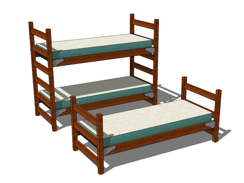 Adult Bunk Beds sketchup model preview - SketchupBox