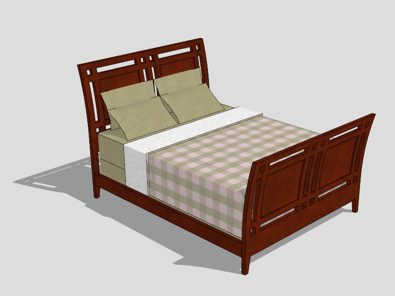 Vintage Twin Sleigh Bed sketchup model preview - SketchupBox