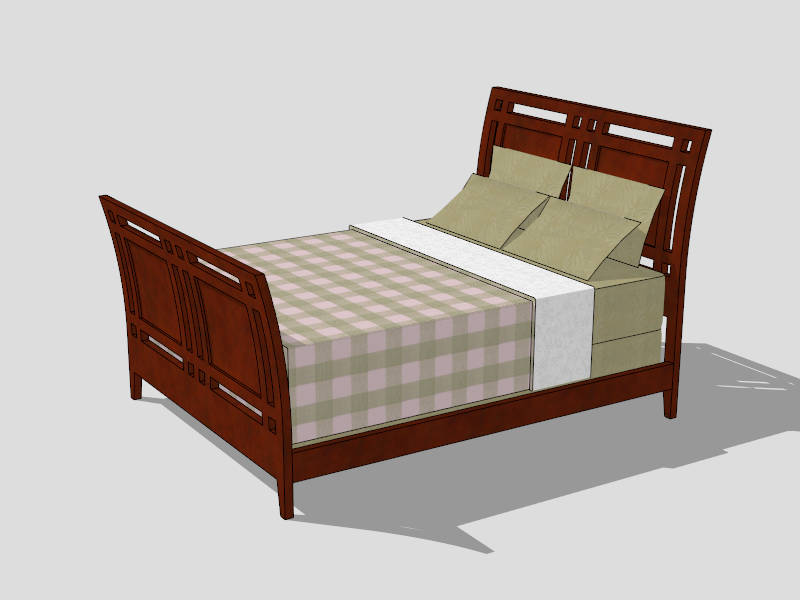 Vintage Twin Sleigh Bed sketchup model preview - SketchupBox