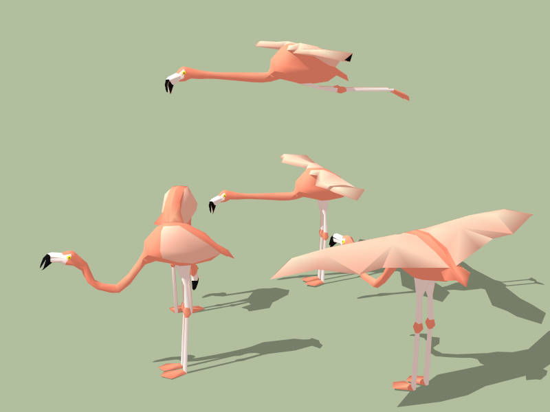 Pink Flamingos sketchup model preview - SketchupBox