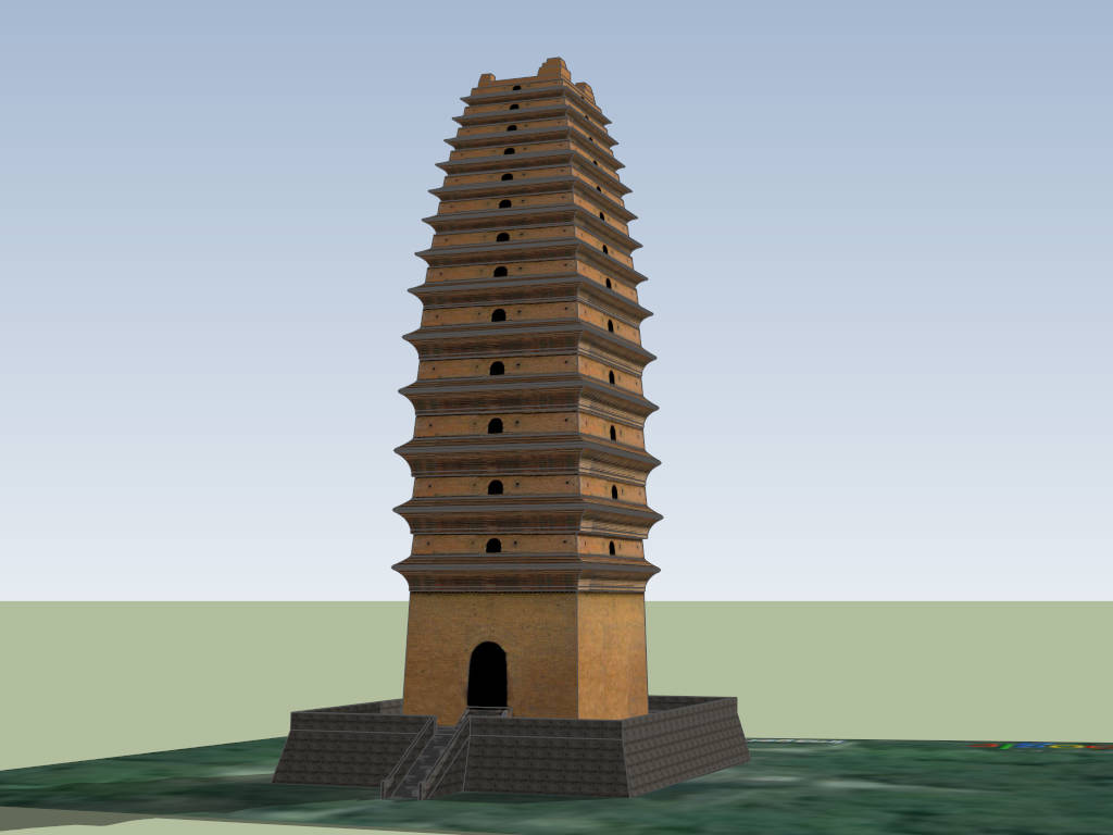 Small Wild Goose Pagoda sketchup model preview - SketchupBox