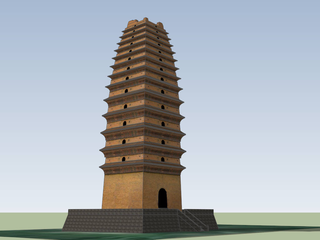 Small Wild Goose Pagoda sketchup model preview - SketchupBox