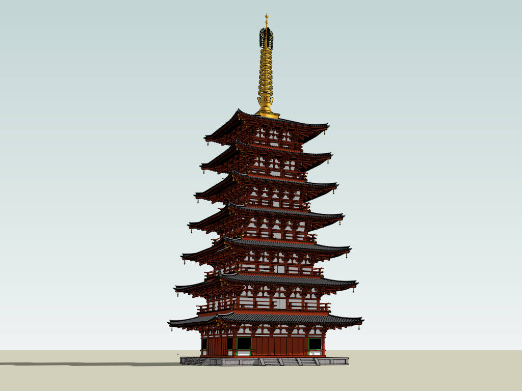 Seven-storied pagoda in Todaiji Temple sketchup model preview - SketchupBox