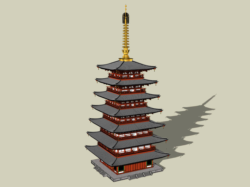 Seven-storied pagoda in Todaiji Temple sketchup model preview - SketchupBox