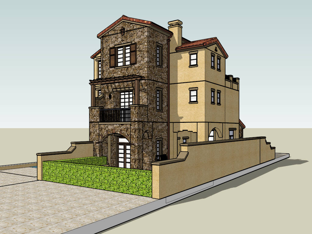 Small 3-Story House Design sketchup model preview - SketchupBox