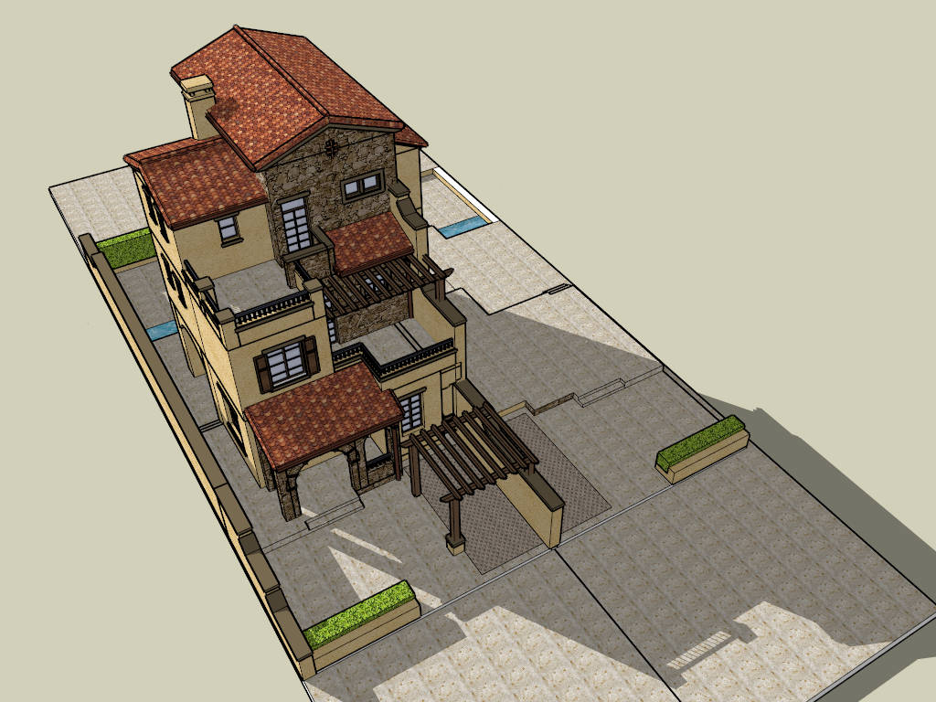 Small 3-Story House Design sketchup model preview - SketchupBox