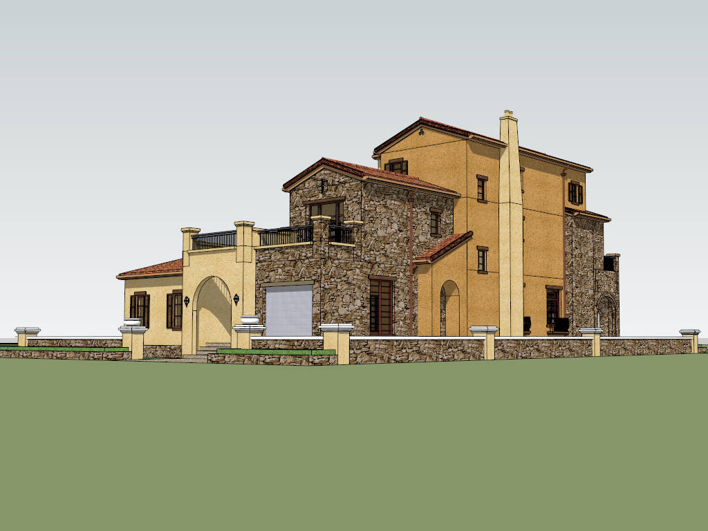 Country Style Villa Design sketchup model preview - SketchupBox