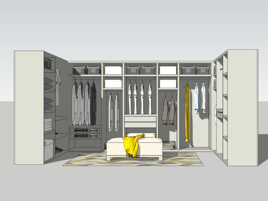 U-shaped Closet Design sketchup model preview - SketchupBox