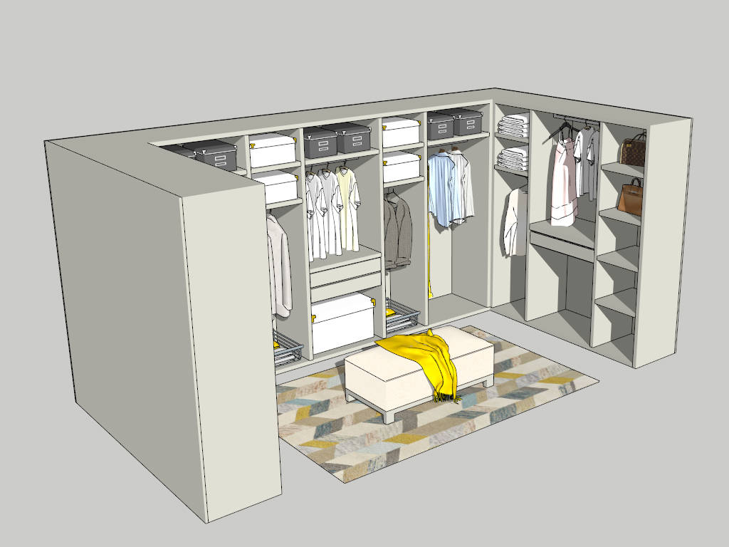 U-shaped Closet Design sketchup model preview - SketchupBox