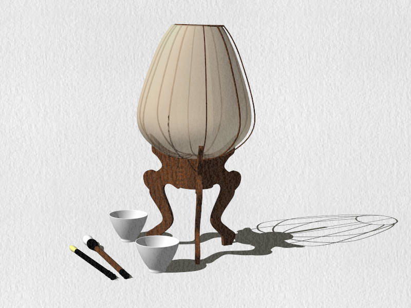 Antique Chinese Table Lamp sketchup model preview - SketchupBox