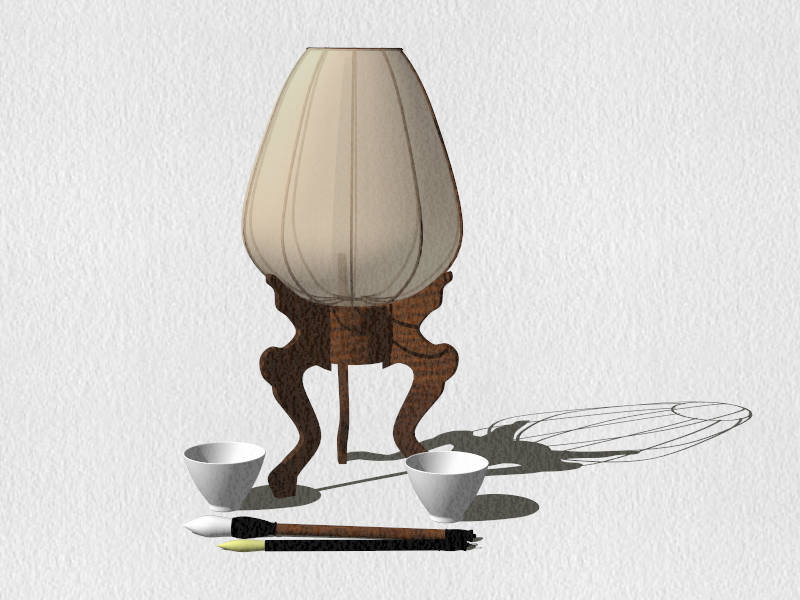 Antique Chinese Table Lamp sketchup model preview - SketchupBox