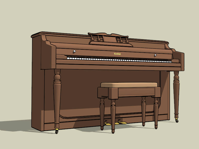 Kimball Upright Piano sketchup model preview - SketchupBox