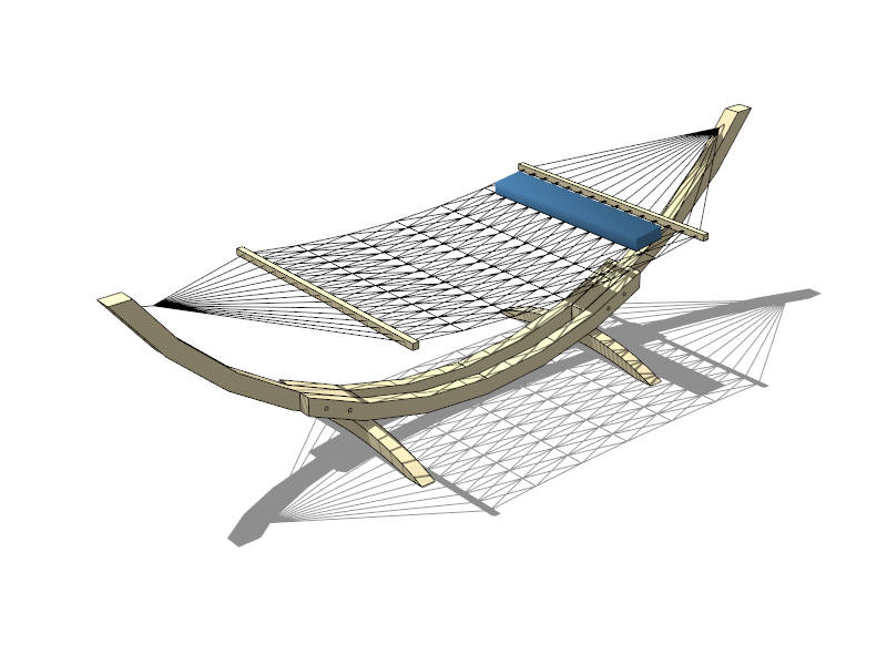 Outdoor Hammock with Wood Stand sketchup model preview - SketchupBox