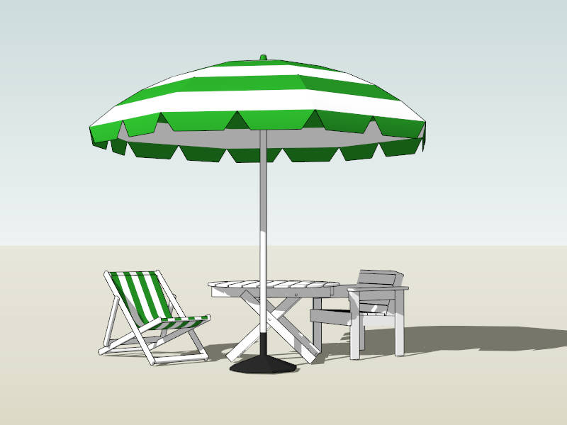 White Patio Set with Umbrella sketchup model preview - SketchupBox