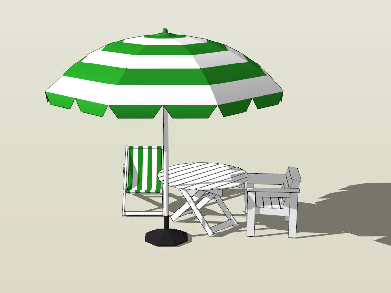 White Patio Set with Umbrella sketchup model preview - SketchupBox